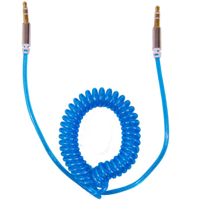 Кабель AUX  спиралеобразный blue