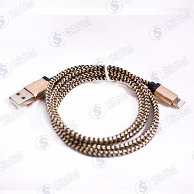 Data-кабель iPhone 5 6s (ткан.) Зебра gold