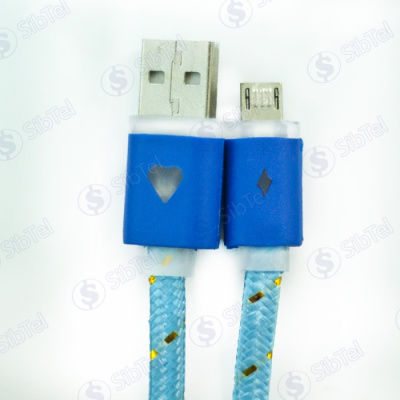 Data-кабель microUSB (тканевый) LOVE blue