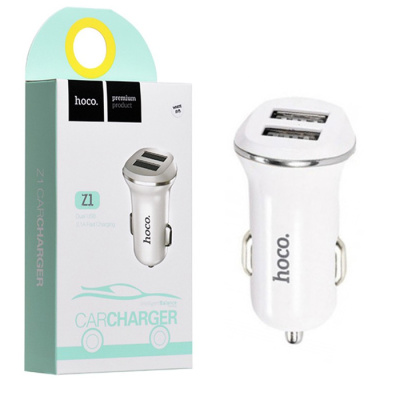 Автомобильный блок HOCO Z1 (2.1A,2USB) white