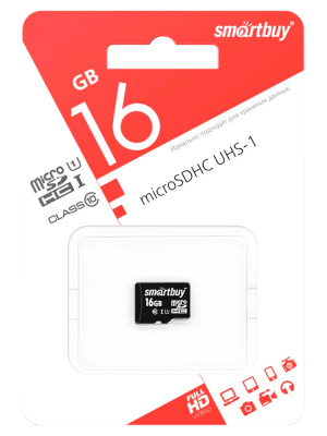 Карта памяти microSD 16GB SmartBuy class 10 USH-1 без адап.