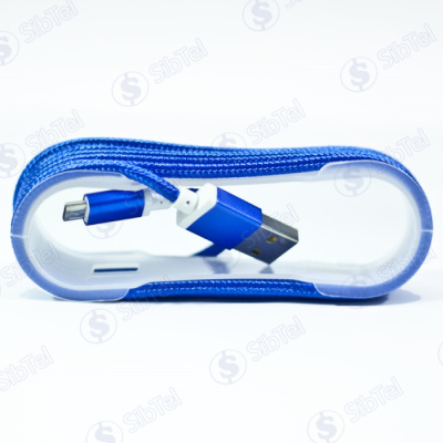 Data-кабель microUSB (тканевый) X8 blue