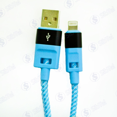 Data-кабель iPhone 5 6s (ткан.) NEO blue