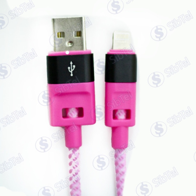 Data-кабель iPhone 5 6s (ткан.) NEO pink
