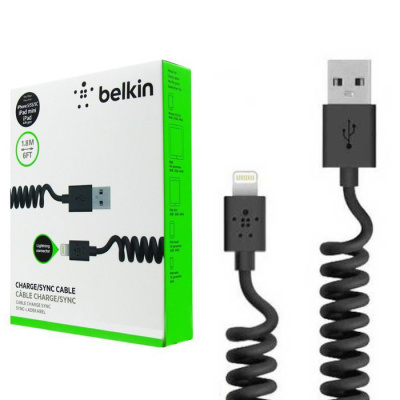 Кабель Lightning Belkin 1.8m в коробке спираль black