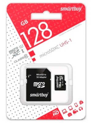 Карта памяти microSD 128GB SmartBuy class 10 USH-1 с адап.