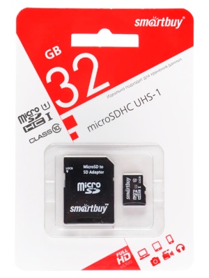Карта памяти microSD 32GB SmartBuy class 10 USH-1 с адап