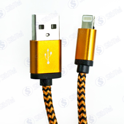 Data-кабель iPhone 5 6s (ткан.) Зебра orange