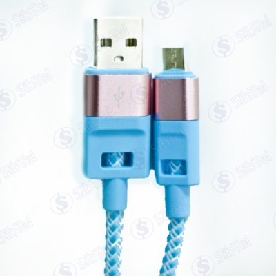 Data-кабель microUSB (тканевый) NEO blue