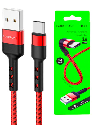 Кабель Type-C Borofone BX34 (3A,1m) red