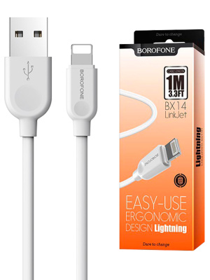 Кабель Lightning Borofone BX14 (2A,1m) white