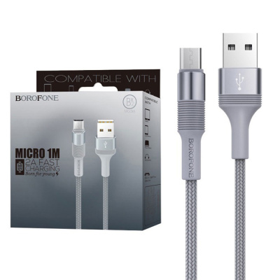 Кабель microUSB Borofone BX2 (1m) grey
