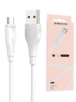 Кабель USB BOROFONE BX18 Optimal USB - MicroUSB, 2А, 2 м, белый