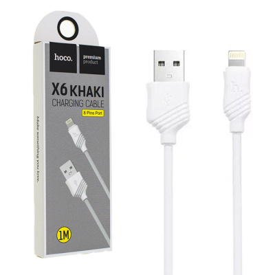 Data-кабель LightNing Hoco X6 Khaki (1m) white