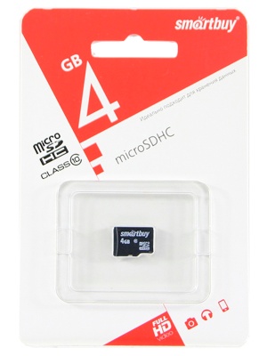 Карта памяти microSD 4GB SmartBuy class 10 без адаптера