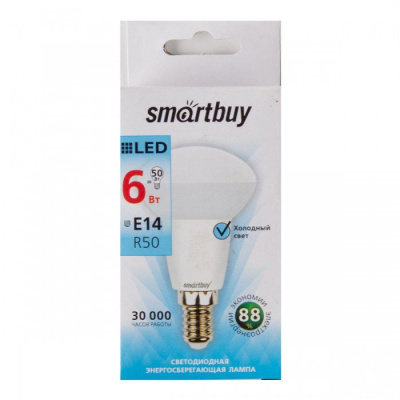 Светодиодная лампа SmartBuy R50 6W 6000 14 ДНЕВНОЙ СВЕT