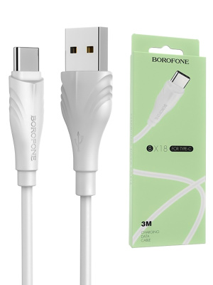 Кабель USB BOROFONE BX18 Optimal USB - Type-C, 2А, 3 м, белый