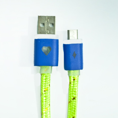 Data-кабель microUSB (тканевый) LOVE green