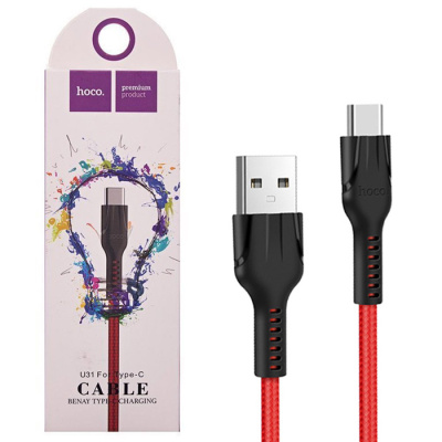Кабель Type-C Hoco U31 Benay (1m) red