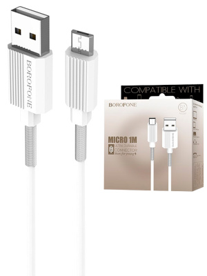 microUSB Borofone BX11 (2.1A,1m) white