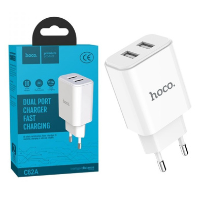 Сетевой блок HOCO C62A (2.1A,2USB) white