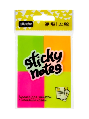 Стикер Attache с клеевым краем 38х51 4цвета х 50