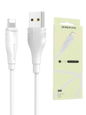 Кабель USB BOROFONE BX18 Optimal USB - Lightning, 2А, 3 м, белый
