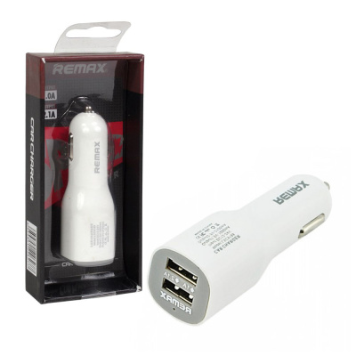 USB Переходник АЗУ Remax CC-201 2A (2USB) white