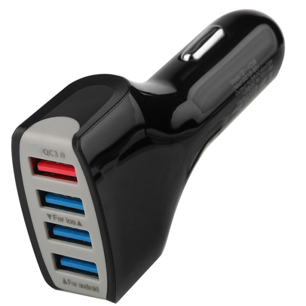 Автомобильный блок QUALCOMM KC08 (7A,4USB) в тех.пак. black