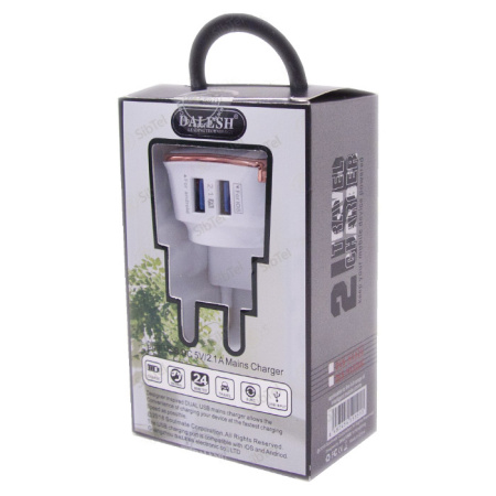 USB Переходник СЗУ (2.1A) DALESH DLS-H132U 2USB-1