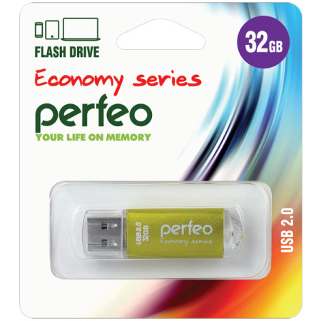 Флешка USB2.0 32GB Perfeo E01 gold