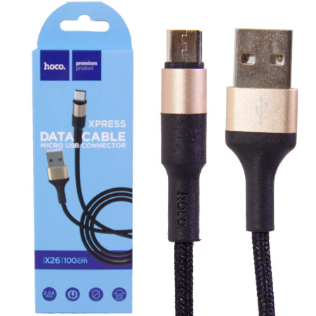 Data-кабель microUSB Hoco X26 Xpress (1m) blackgold