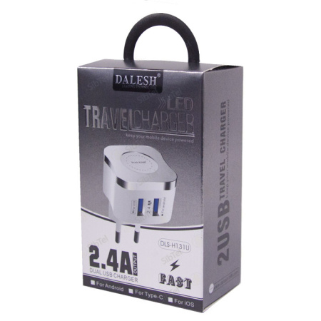 USB Переходник СЗУ (2.4A) DALESH DLS-H131U 2USB-1